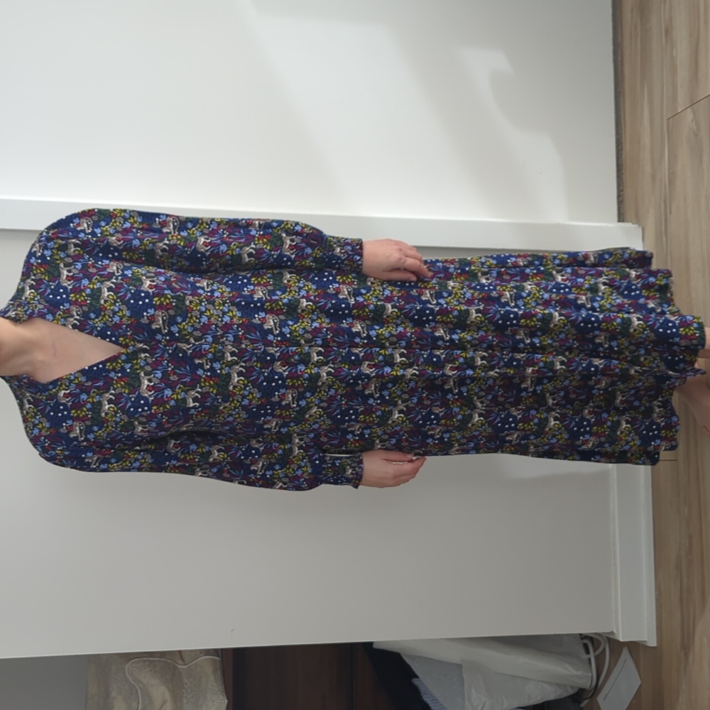 Boden Navy Cheetah Animal Print Shirtdress Maxi Length 8